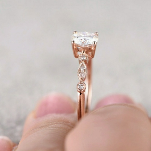 White Morganite & Diamond 14K Rose Gold Ring - Picture 2 of 5